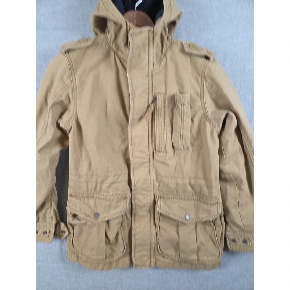Gap Kids Boys M 8 Field Jacket Lined Hooded Beige Barn‎ Chore Utility Gorpcore